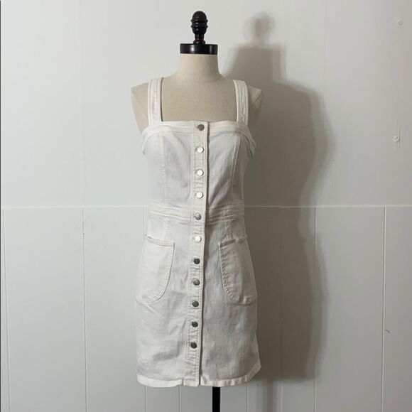 Express Mini Button Front Overall Dress - Picture 2 of 6